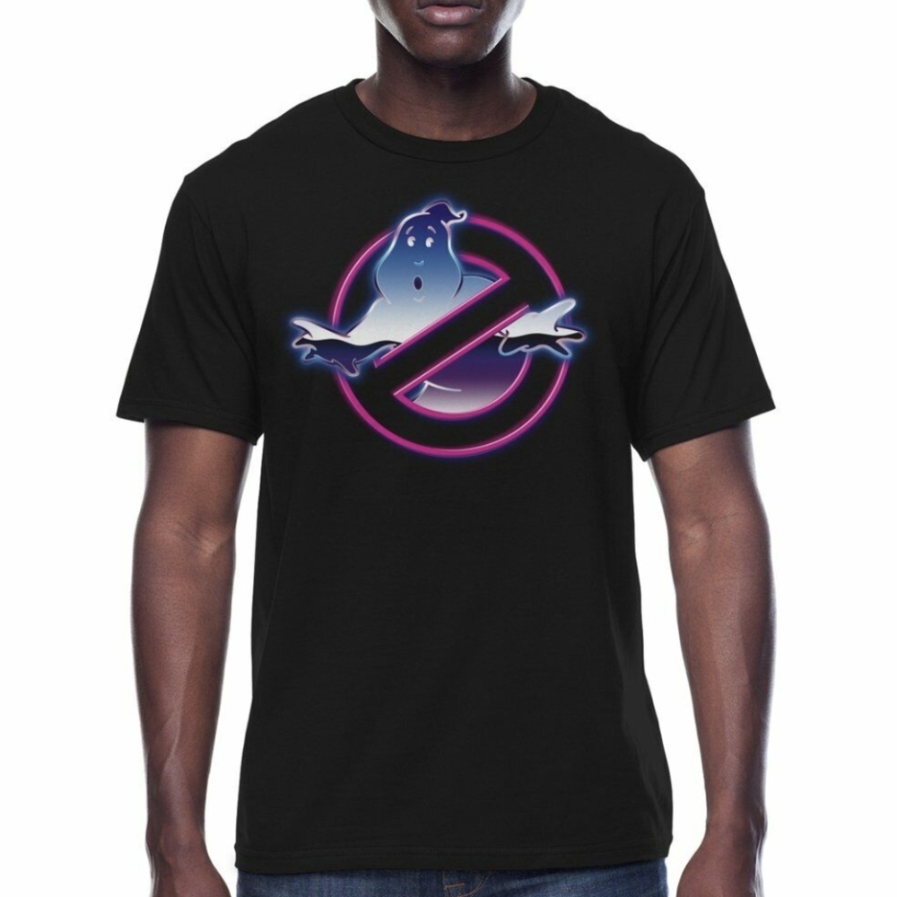 GhostBusters Black Mens Neon Logo Tshirt L 42/44